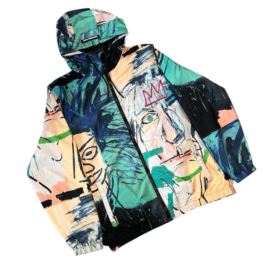 Vintage BASQUIAT x MEMBERS ONLY Zip Up Lightweight Hooded Jacket / Windbreaker